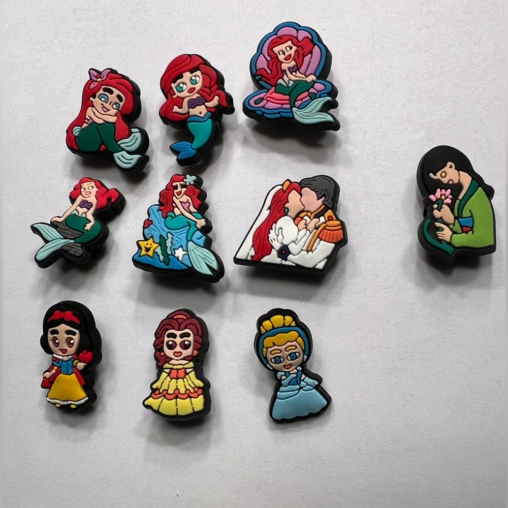 10PC Little Mermaid,Princess Clog/Sandals Shoe Charms|Compatible w/CROCS|Kidcore